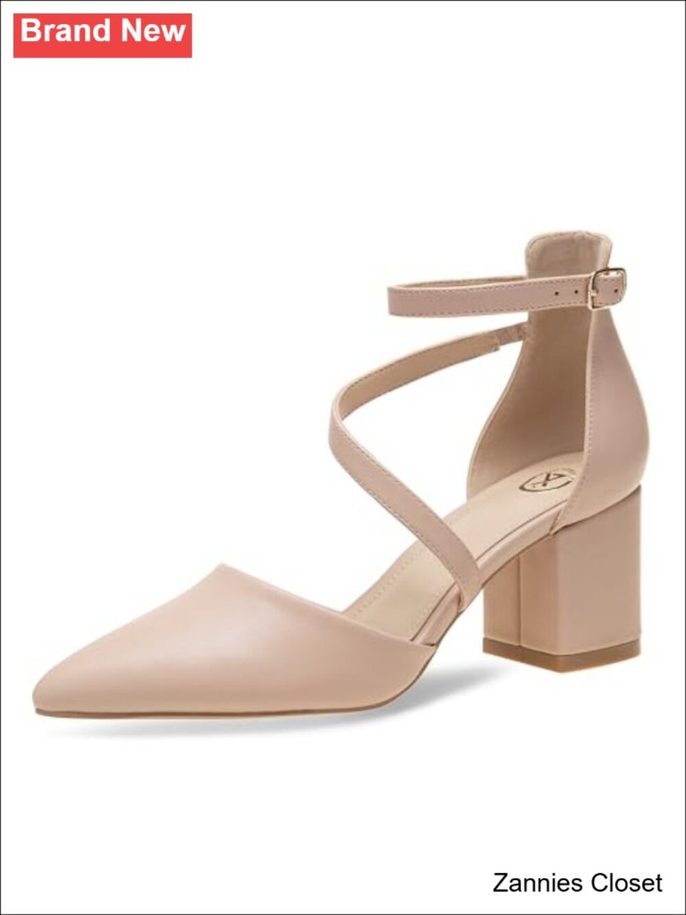 ✨ Pointed Toe Block Heel Pumps with Criss Cross Ankle Strap